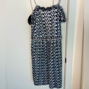 Zara NWOT shiny checkered cocktail dress